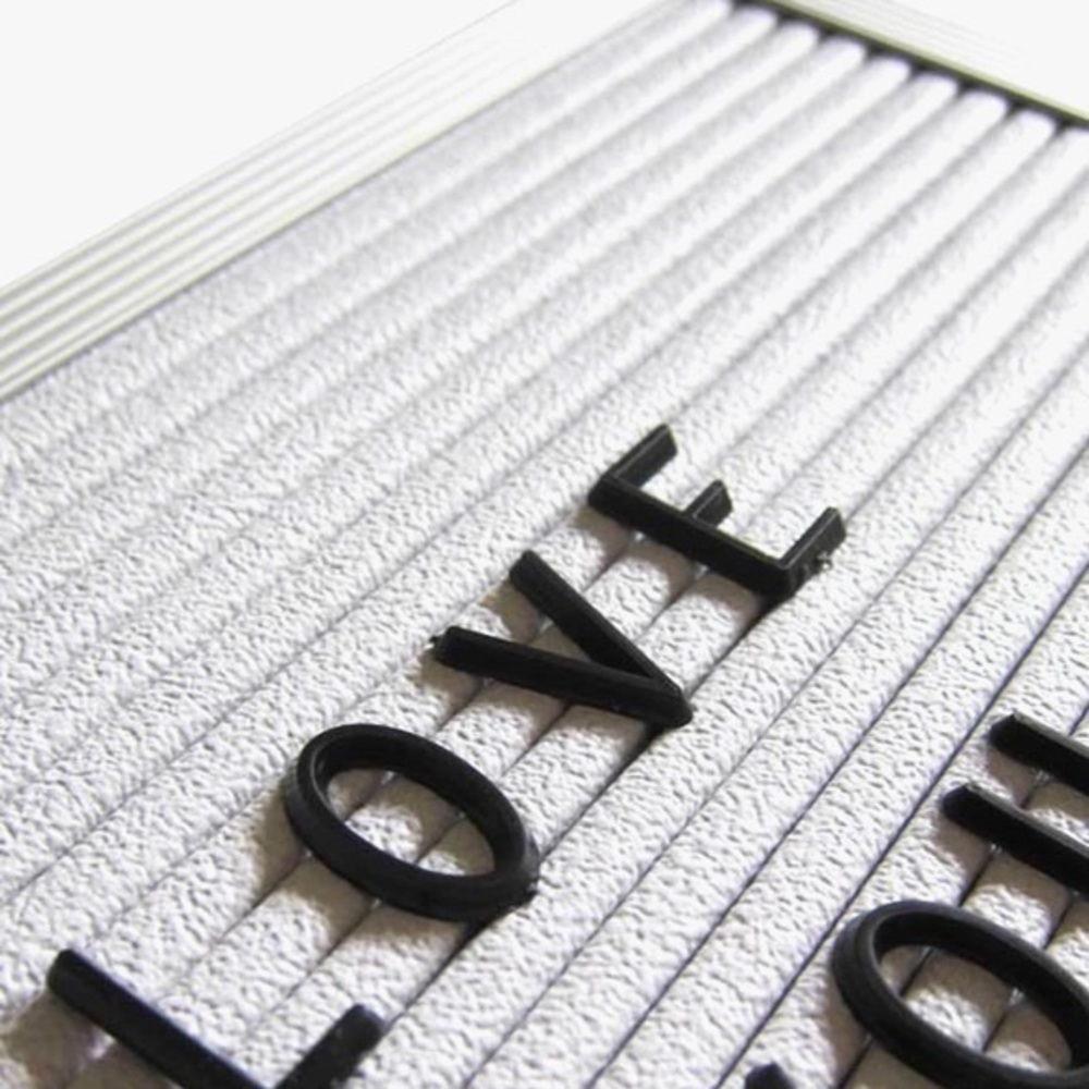 Square Letter Board Sign ✏️ White Vinyl Silver-tone Aluminum Frame Black Letters - Picture 6 of 9